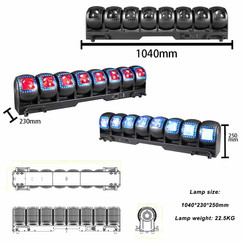 8x80W LED Moving Head Wave Bar Light